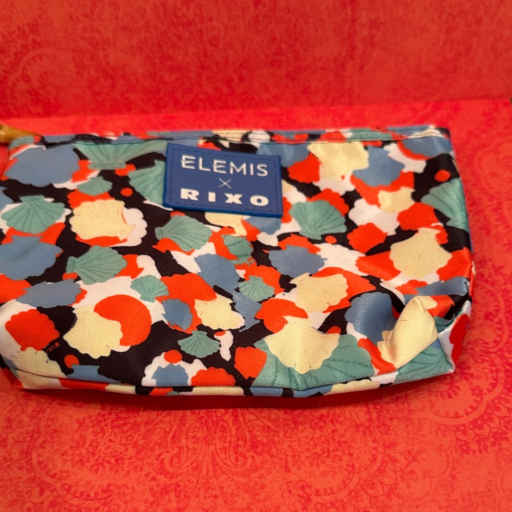 Elemis × RICO Cosmetics Bamboo Zipper Pouch – Abstract Shell Print – 8"x6" NWOT